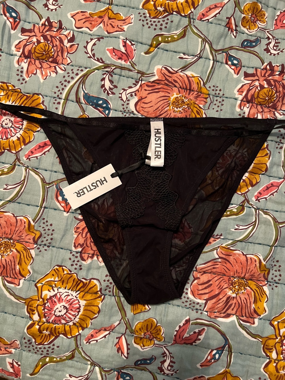 Hustler Hollywood Black Sheer Lace Bikini Panty size 10